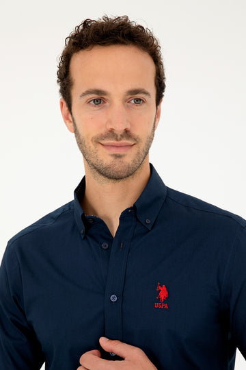 USPA Shirt Men Navy VR033 USPSH328 Regular Full Sleeve US Polo Assn.